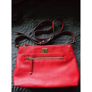 Anne Klein Red Pebbled Faux Leather Gold Accents
